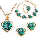 Ensemble cadeau pour femmes 4 pièces collier, boucles d'oreilles, bracelet et bague en forme de cœur 5