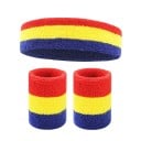 Ensemble composé d'un bandeau et de deux bracelets de sport aux couleurs vives. Matière absorbante en coton pour la course à pied 6