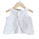 Ensemble d'été pour fille jupe blanche et débardeur à larges bretelles col rond fermeture à boutons ensemble aérien 6