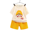 Ensemble d'été unisexe pour enfants t-shirt à manches courtes et shorts col rond impression d'un garçon avec du popcorn ensemble confortable 5