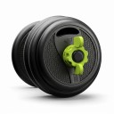 Ensemble d'haltères de 15 kg avec deux haltères de 40 cm et une grande barre avec barre droite ou ondulée noir-vert pour l'entraînement à domicile 6