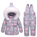 Ensemble d'hiver pour fille à pois - Veste et pantalon J2505 21