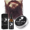 Ensemble d'huile pour la croissance de la barbe 30 ml et baume en cire naturel Biotine Huile d'avocat Coiffage Soin de la barbe Brillance Douceur 2
