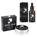 Ensemble d'huile pour la croissance de la barbe 30 ml et baume en cire naturel Biotine Huile d'avocat Coiffage Soin de la barbe Brillance Douceur 3