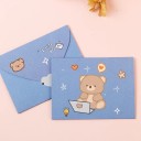 Ensemble de 10 enveloppes bleues avec papier 9,6 × 7,2 cm avec motif d'ours en peluche avec ordinateur portable 2