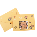 Ensemble de 10 enveloppes jaunes avec papier 9,6 × 7,2 cm avec motif d'ours en peluche avec un cœur 1