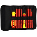 Ensemble de 10 tournevis isolés 500V pour électriciens – têtes plates, cruciformes et Torx avec poignées ergonomiques et étui 1
