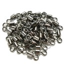 Ensemble de 100 émerillons en acier inoxydable Émerillons fixes tournants pour montages de pêche Connecteurs de pêche résistants en acier inoxydable Accessoires de pêche pour la pêche en eau douce et en mer 1
