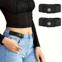 Ensemble de 2 bandes élastiques noires sans boucle 34 x 3 cm Ceinture élastique universelle pour vêtements Matériau résistant Confort de port 1
