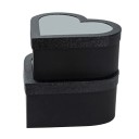 Ensemble de 2 boîtes cadeaux en papier noir en forme de cœur Boîte cadeau élégante Décoration de mariage Emballage de luxe Saint-Valentin 20x9 cm + 23x11 cm 1