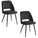 Ensemble de 2 chaises de salle à manger avec dossier profilé Assise 47 x 45 cm et hauteur 80 cm Tissu en velours côtelé et structure en métal 3