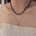 Ensemble de 2 chokers pour femmes 36 cm avec perles voyantes et 42 cm avec pendentif gland, style vintage 2
