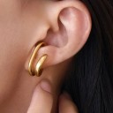 Ensemble de 2 clips d'oreilles sans perçage Large ondulé et double Clips d'oreilles en forme de C Pour un usage quotidien 3