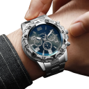 Ensemble de 2 montres à quartz pour hommes avec bracelet en acier inoxydable Cadran de 45 mm Mesure précise Design moderne Résistantes 9