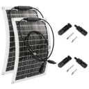 Ensemble de 2 panneaux solaires flexibles 30W–600W 12V 38x28 cm Chargeur de batterie USB double avec régulateur 10A–100A Powerbank pour voiture bateau 1