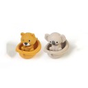 Ensemble de 2 pièces d'animaux en caoutchouc dans des barques Jouet aquatique pour enfants Animaux flottants Sélection aléatoire de motifs Jouets de bain colorés 1