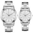 Ensemble de 2 pièces montres pour hommes et femmes couleur argent Alliage Design élégant Cadrans classiques Accessoire stylé Cadeau pour couples 2