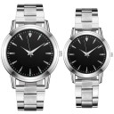 Ensemble de 2 pièces montres pour hommes et femmes couleur argent Alliage Design élégant Cadrans classiques Accessoire stylé Cadeau pour couples 1