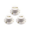 Ensemble de 3 boutons en plastique pour guitare Contrôle du volume et du ton 18 cannelures Pièces de rechange universelles avec ajustement 3