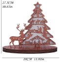 Ensemble de 3 pièces Décoration lumineuse en bois en forme de sapin de Noël 27 x 19 x 2,5 cm Ornement lumineux suspendu pour l'intérieur décoration 3