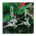 Ensemble de 4 pièces Décorations de Noël en acrylique 10 x 7,5 cm Rennes suspendus en cristal transparent Décorations de fête pour sapin 3