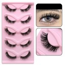 Ensemble de 5 paires de cils artificiels Cils longs artificiels avec bande complète Ensemble d'extension de cils Cils autocollants naturels 5