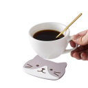 Ensemble de 5 pcs Sous-verres en silicone 10x8 cm avec motif de chat imperméables et résistants à la chaleur pour tasses et verres sur la table 2