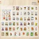 Ensemble de 50 autocollants en forme de timbres avec des motifs de champignons 30x40 mm pour projets créatifs 2