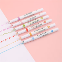 Ensemble de 6 stylos décoratifs de 13 cm avec pointe à rouleau créant des vagues, des points, des cœurs, des fleurs et des lignes en pointillés 1