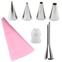 Ensemble de 7 outils de pâtisserie pour décorer des gâteaux avec des douilles en métal, une poche et un adaptateur pour un travail précis 8