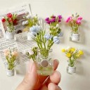 Ensemble de 8 pièces de magnets 3D pour réfrigérateur en forme de fleurs dans un vase 5,1×1,3 cm accessoires décoratifs en plastique coloré pour la cuisine et la maison 2