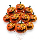 Ensemble de ballons gonflables citrouille 10 pcs Ballons en aluminium en forme de citrouille d'Halloween Orange avec tige verte Décoration 1