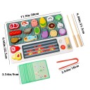 Ensemble de barbecue en bois 30 cm Jeu de préparation de brochettes avec cartes de tâches Légumes viande poisson Plateau coloré avec trous et accessoires 3