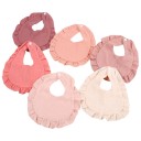 Ensemble de bavoirs pour enfants 6 pcs 28 x 25 cm Teintes pastel Volant tout autour Fermeture à pression au cou Bavoir pour bébés et tout-petits 3