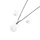 Ensemble de bijoux en acier inoxydable Collier 45 cm et boucles d'oreilles pour femmes et filles Cadeau de mariage d'été à la plage Accessoire de mode 4