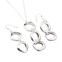 Ensemble de boucles d'oreilles et de collier en argent sterling 925 Design géométrique rond et carré Bijoux de mariage pour femmes 1