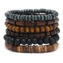 Ensemble de bracelets en perles pour hommes 6 pièces Perles en bois Bracelets stylés pour hommes Design simple Fabrication artisanale Cadeau 1