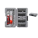 Ensemble de clé à cliquet et d'embouts Apollo 48 pcs 1/4" (6,35 mm) avec système de verrouillage rapide en acier chrome vanadium gris rouge 1