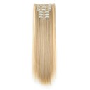 Ensemble de clip in extensions lisses 60 cm cheveux synthétiques pour épaissir et allonger la coiffure 6 pcs application facile 10