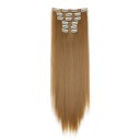 Ensemble de clip in extensions lisses 60 cm cheveux synthétiques pour épaissir et allonger la coiffure 6 pcs application facile 15
