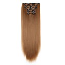 Ensemble de clip in extensions lisses 60 cm cheveux synthétiques pour épaissir et allonger la coiffure 6 pcs application facile 17