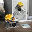 Ensemble de construction d'appareil photo avec motif floral Décoration 3D en blocs Modèle moderne avec fleurs pour créer et exposer 2