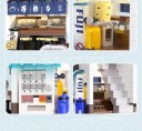 Ensemble de construction pour enfants d'un magasin japonais à deux étages avec des boulettes de pâte à vapeur, 1108 pièces, intérieur détaillé, éclairage LED USB 5