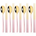 Ensemble de couverts Cuillère et baguettes Ensemble de vaisselle pour cuisine asiatique couverts de table élégants pour la maison 5