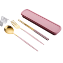 Ensemble de couverts portables Cuillère Fourchette Baguettes avec étui Ustensiles de voyage fins pour repas au travail à l'école pique-nique 8