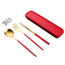 Ensemble de couverts portables Cuillère Fourchette Baguettes avec étui Ustensiles de voyage fins pour repas au travail à l'école pique-nique 7
