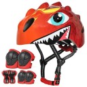 Ensemble de cyclisme pour enfants 50–54 cm Casque dinosaure EPS Protège-genoux coudes et paumes Ensemble de protection pour vélo trottinette 8