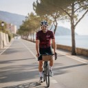 Ensemble de cyclisme pour homme Maillot à manches courtes et cuissard avec bretelles et rembourrage 90 % polyester et 10 % Lycra Maillot bordeaux 5