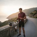 Ensemble de cyclisme pour homme Maillot à manches courtes et shorts avec rembourrage 90 % polyester et 10 % Lycra Maillot bordeaux et shorts noirs 5
