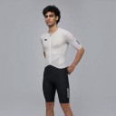 Ensemble de cyclisme pour homme T-shirt à manches courtes et shorts T-shirt en polyester et spandex Shorts en polyamide et spandex Blanc 4